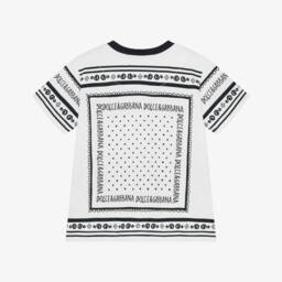 Dolce & Gabbana-Baby Boys White Cotton Bandana Print T-Shirt | Childrensalon