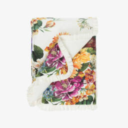 Dolce & Gabbana-Baby Girls Ivory Cotton Floral Logo Padded Blanket (76cm) | Childrensalon