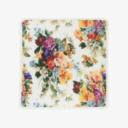 Dolce & Gabbana-Baby Girls Ivory Cotton Floral Logo Padded Blanket (76cm) | Childrensalon