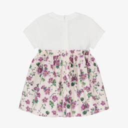 Dolce & Gabbana-فستان بطبعة ورود قطن لون زهري وعاجي للبنات الرضع | Childrensalon