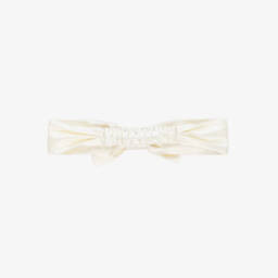 Dolce & Gabbana-Baby Girls Ivory Silk Bow Headband | Childrensalon