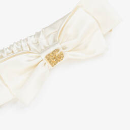 Dolce & Gabbana-Baby Girls Ivory Silk Bow Headband | Childrensalon