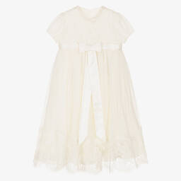 Dolce & Gabbana-Baby Girls Ivory Silk & Lace Gown | Childrensalon