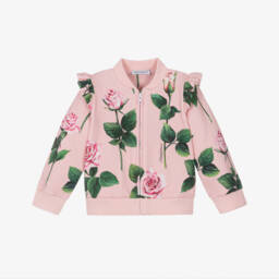 Dolce & Gabbana-Baby Girls Pink Roses Zip-Up Top | Childrensalon