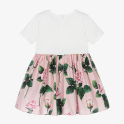 Dolce & Gabbana-Baby Girls Pink & White Roses Dress | Childrensalon