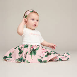 Dolce & Gabbana-Baby Girls Pink & White Roses Dress | Childrensalon