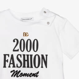 Dolce & Gabbana-Baby Girls White Cotton T-Shirt | Childrensalon