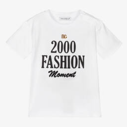 Dolce & Gabbana-Baby Girls White Cotton T-Shirt | Childrensalon