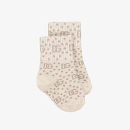 Dolce & Gabbana-Beige Cotton Baby Socks | Childrensalon