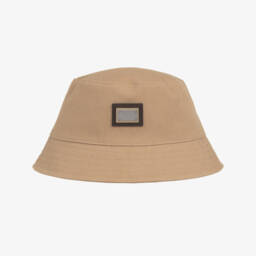 Dolce & Gabbana-Beige Cotton Canvas Bucket Hat | Childrensalon