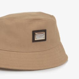 Dolce & Gabbana-Beige Cotton Canvas Bucket Hat | Childrensalon