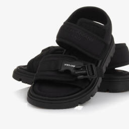 Dolce & Gabbana-Black Logo Velcro Sandals | Childrensalon