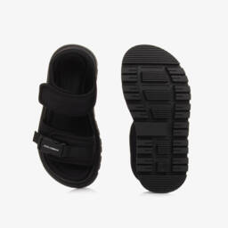 Dolce & Gabbana-Black Logo Velcro Sandals | Childrensalon