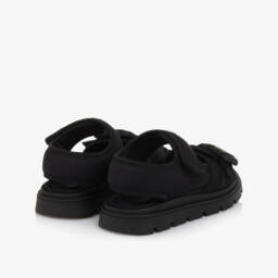 Dolce & Gabbana-Black Logo Velcro Sandals | Childrensalon