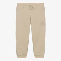 Boys Beige Cotton Jogger with Embroidered DG Logo