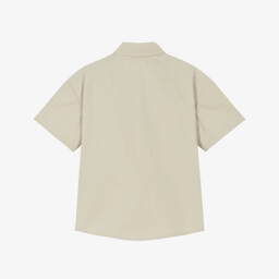Dolce & Gabbana-Boys Beige DG Logo Short-Sleeved Cotton Shirt | Childrensalon