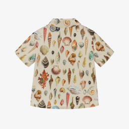 Dolce & Gabbana-Boys Beige Sea Shell Print Cotton Shirt | Childrensalon