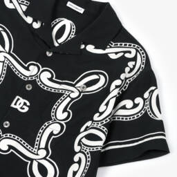 Dolce & Gabbana-Boys Black Bandana Print Resort Shirt | Childrensalon