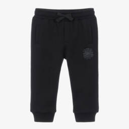 Boys Black Cotton DG Crest Logo Joggers