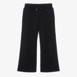 Boys Black Cotton Jersey Straight Leg Joggers