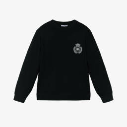 Dolce & Gabbana-Boys Black Crest Logo Wool Jumper | Childrensalon