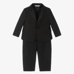 Dolce & Gabbana-Boys Black Wool 2 Piece Suit | Childrensalon