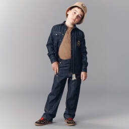 Dolce & Gabbana-Boys Blue Denim DG Crest Shirt | Childrensalon