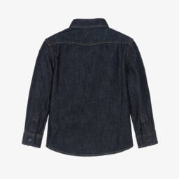 Dolce & Gabbana-Boys Blue Denim DG Crest Shirt | Childrensalon