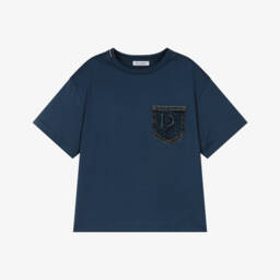 Dolce & Gabbana-Boys Blue Denim Pocket Cotton T-Shirt | Childrensalon