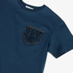 Dolce & Gabbana-Boys Blue Denim Pocket Cotton T-Shirt | Childrensalon