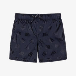 Dolce & Gabbana-Boys Blue DG Logo Swim Shorts | Childrensalon