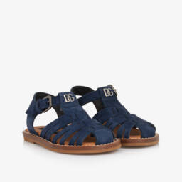Dolce & Gabbana-Boys Blue Suede Leather Sandals | Childrensalon