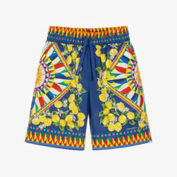 Boys Blue & Yellow Carretto Print Poplin Shorts