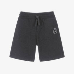 Boys Dark Grey Cotton Jersey Shorts with Crest Logo