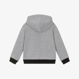 Dolce & Gabbana-Boys Grey Cotton Jersey Hooded Zip-Up Top | Childrensalon