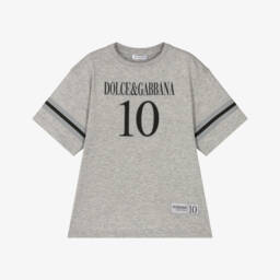 Dolce & Gabbana-Boys Grey Cotton Logo T-Shirt | Childrensalon