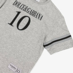 Dolce & Gabbana-Boys Grey Cotton Logo T-Shirt | Childrensalon