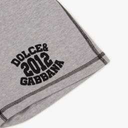 Dolce & Gabbana-Boys Grey Cotton Varsity Logo Shorts | Childrensalon