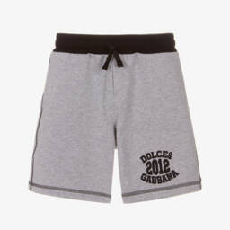 Boys Grey Cotton Varsity Logo Shorts
