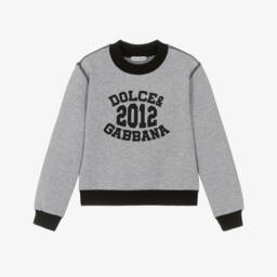Boys Grey Cotton Varsity Logo Sweatshirt