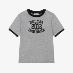 Boys Grey Marl Cotton Varsity Logo T-Shirt 