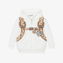 Dolce & Gabbana-توب بسحّاب وطبعة حقيبة ظهر قطن لون عاجي للأولاد | Childrensalon