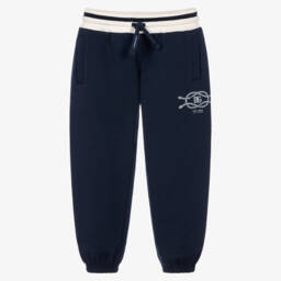 Boys Navy Blue Cotton Jersey Joggers with Marina Logo