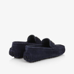 Dolce & Gabbana-Boys Navy Blue Suede Loafers | Childrensalon