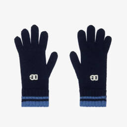 Boys Navy Blue Wool Gloves with DG Logo