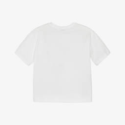 Dolce & Gabbana-Boys White Cotton Flag Logo T-Shirt | Childrensalon