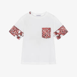 Boys White Majolica Print Cotton Jersey T-Shirt