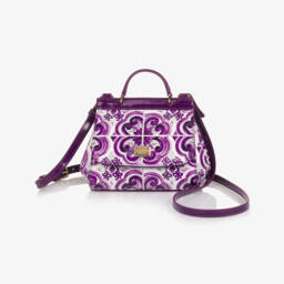 Gils Purple Majolica Print Patent Leather Handbag (14cm)