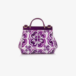 Dolce & Gabbana-Gils Purple Majolica Print Patent Leather Handbag (14cm) | Childrensalon