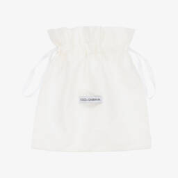 Dolce & Gabbana-Girls Beige Floral & Straw Bag (14cm) | Childrensalon